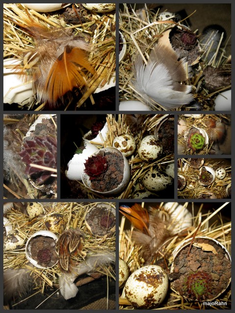 Collage mit Detailaufnahmen vom fertigen Kranz